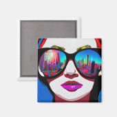 Stadsbezinning in Zonnebril Vrouw Magneet (Voorkant / Achterkant)
