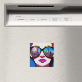 Stadsbezinning in Zonnebril Vrouw Magneet (Insitu (Vaatwasser))