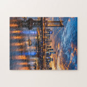 Stadsbrug in de schemering legpuzzel (Horizontaal)