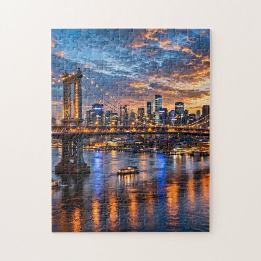 Stadsbrug in de schemering legpuzzel (Verticaal)