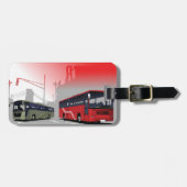 Stadsbussen Red Green Coaches op Urban Street Bagagelabel (Voorkant horizontaal)