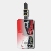 Stadsbussen Red Green Coaches op Urban Street Bagagelabel (Voorkant verticaal)