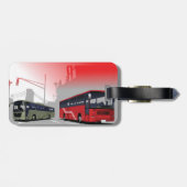 Stadsbussen Red Green Coaches op Urban Street Bagagelabel (Achterkant horizontaal)