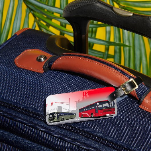 Stadsbussen Red Green Coaches op Urban Street Bagagelabel