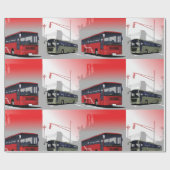 Stadsbussen Red Green Coaches op Urban Street Cadeaupapier (Vlak)