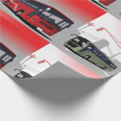 Stadsbussen Red Green Coaches op Urban Street Cadeaupapier (Hoek)