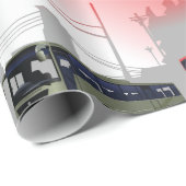 Stadsbussen Red Green Coaches op Urban Street Cadeaupapier (Rol Hoek)