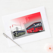 Stadsbussen Red Green Coaches op Urban Street Rechthoekige Sticker