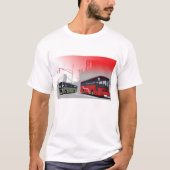 Stadsbussen Red Green Coaches op Urban Street T-shirt (Voorkant)