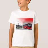 Stadsbussen Red Green Coaches op Urban Street T-shirt (Voorkant)