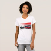 Stadsbussen Red Green Coaches op Urban Street T-shirt (Voorkant volledig)