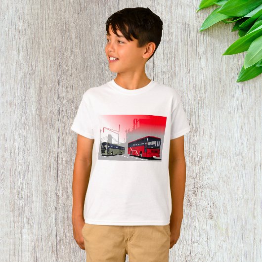 Stadsbussen Red Green Coaches op Urban Street T-shirt