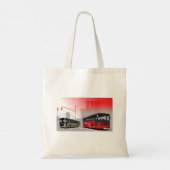 Stadsbussen Red Green Coaches op Urban Street Tote Bag (Achterkant)