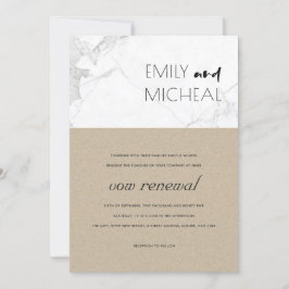 STADSCHIC RUSTIC KRAFT MARBLE VOW RENEWAL INVITE BEDANKKAART