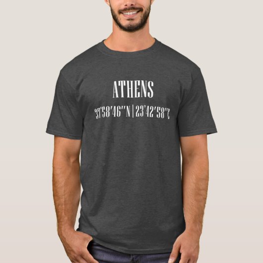 Stadscoördinaten Athene vintage T-shirt (Voorkant)