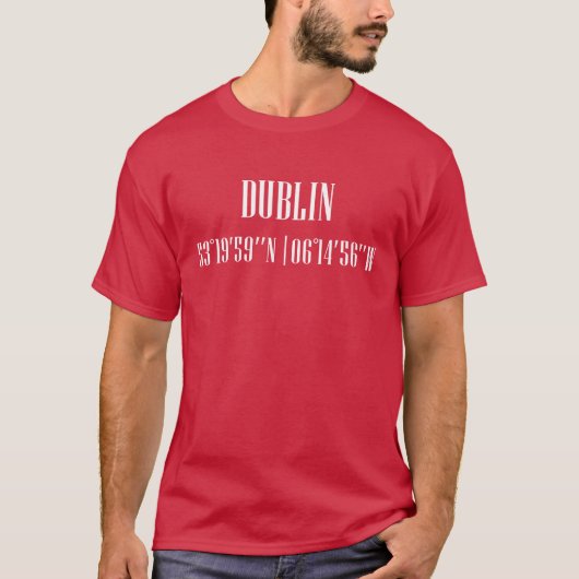 Stadscoördinaten Dublin vintage T-shirt (Voorkant)