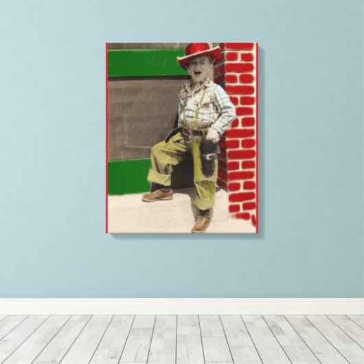 stadscowboy canvas afdruk (Insitu (Houten vloer))