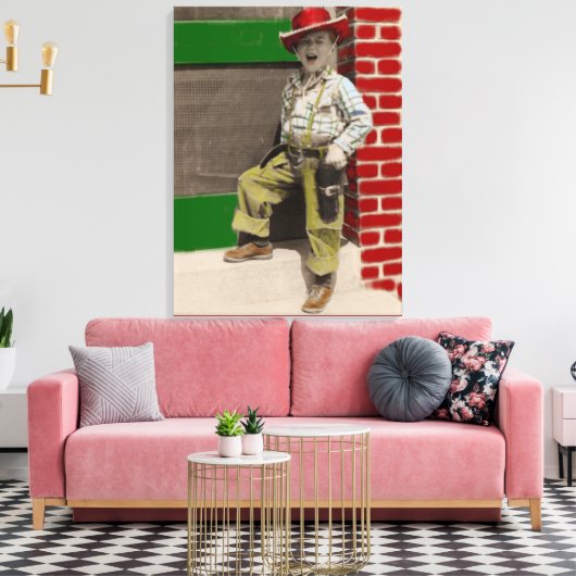 stadscowboy canvas afdruk (Insitu (Woonkamer))
