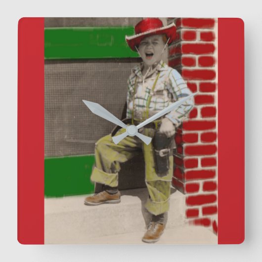 stadscowboy vierkante klok (Voorkant)