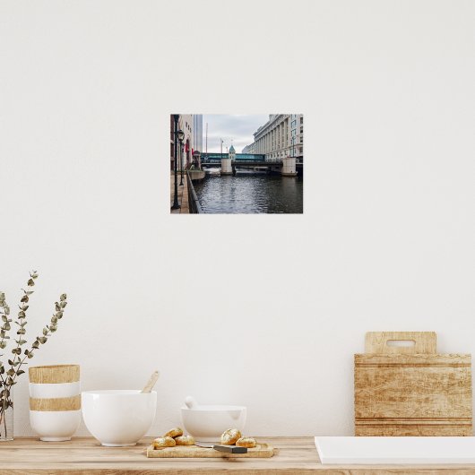 stadscyclus riverfront en architectuur poster (Keuken)