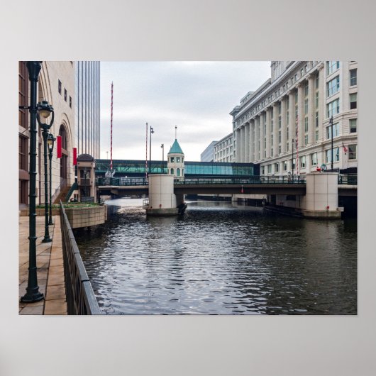 stadscyclus riverfront en architectuur poster (Voorkant)