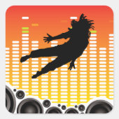 Stadsdansfeest Silhouet met Luidsprekers Vierkante Sticker (Voorkant)