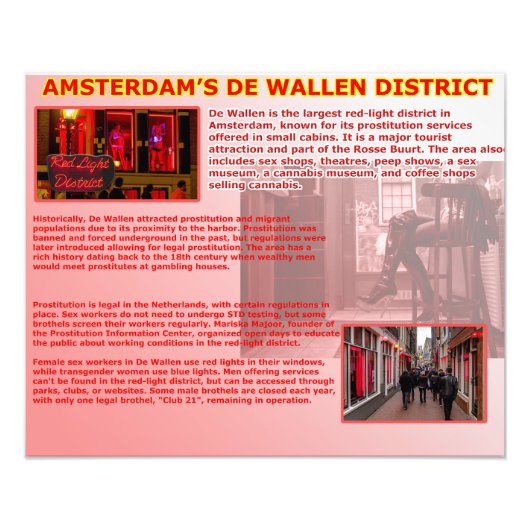 Stadsdeel De Wallen in Amsterdam Foto Afdruk (Voorkant)