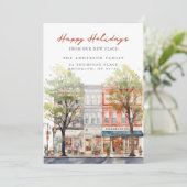 Stadse charme Kerst nieuwe adres Aankondiging (Staand voorkant)