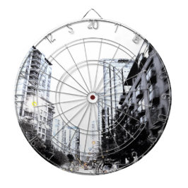 stadsfoto 's nachts dartbord