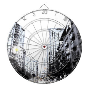 stadsfoto 's nachts dartbord