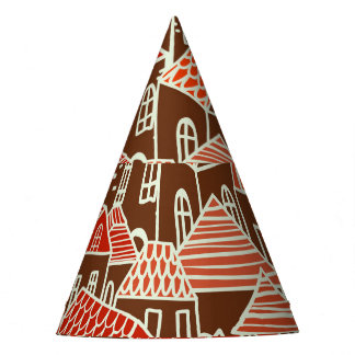 stadsgebouwen naadloos patroon feesthoedjes