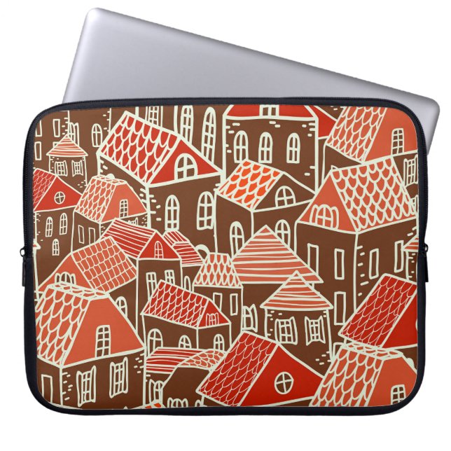  stadsgebouwen naadloos patroon laptop sleeve (Voorkant)