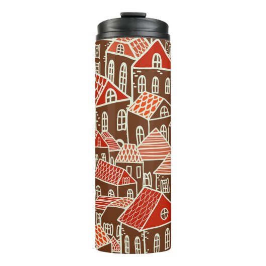  stadsgebouwen naadloos patroon thermosbeker (Voorkant)