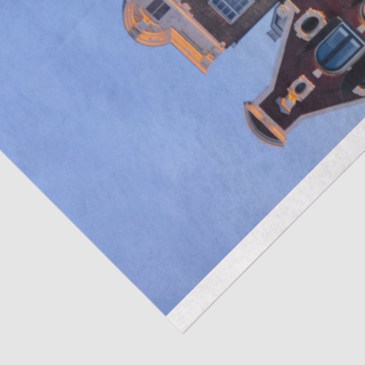 Stadsgebouwen op rivierdeklaagpapier tissuepapier (Detail)