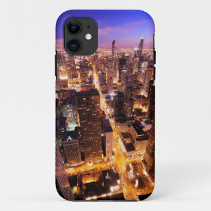 Stadsgezicht bij nacht van Chicago iPhone 11 Hoesje