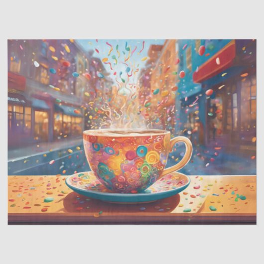 Stadsgezicht Coffee Whimsy Tissuepapier (Voorkant)