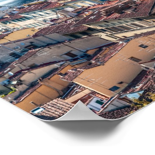 Stadsgezicht Florence - Ponte Vecchio over rivier  Poster (Hoek)