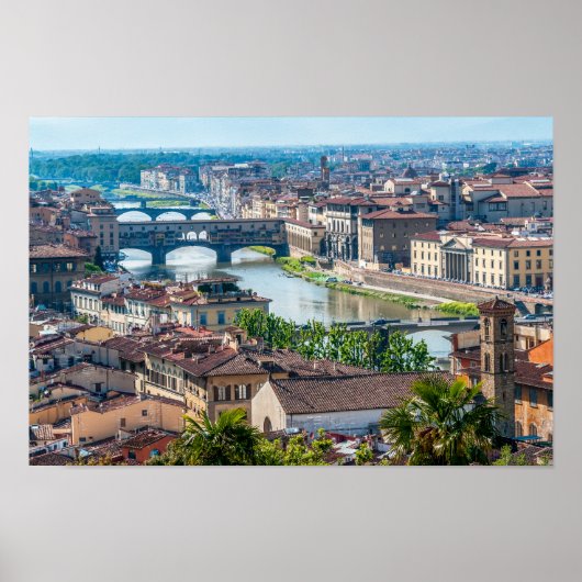 Stadsgezicht Florence - Ponte Vecchio over rivier  Poster (Voorkant)