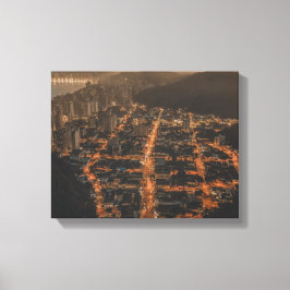 stadsgezicht in de nacht canvas afdruk