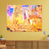 Stadsgezicht met herfstbladeren Abstract overtrokk Canvas Afdruk (Insitu (Woonkamer))