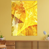 Stadsgezicht met herfstbladeren canvas afdruk (Insitu (Woonkamer))