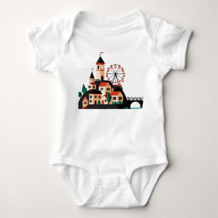 Stadsgezicht met reuzenrad Baby Body Romper