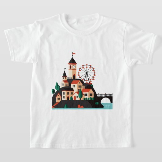 Stadsgezicht met reuzenrad t-shirt (Laagn)