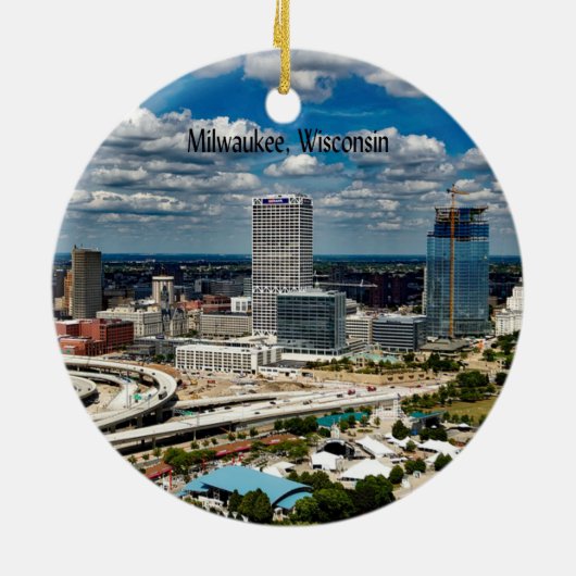 Stadsgezicht Milwaukee, Wisconsin Keramisch Ornament (Achterkant)