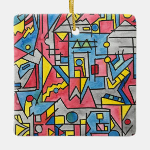 Stadsgezicht-Modern Bauhaus Geometrische Kunst Keramisch Ornament