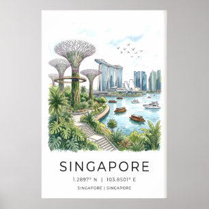 Stadsgezicht Muurkunst Singapore Marina Bay - Graf Poster