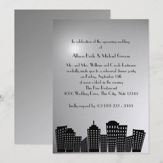 Stadsgezicht repetitie diner kaart (Voorkant / Achterkant)