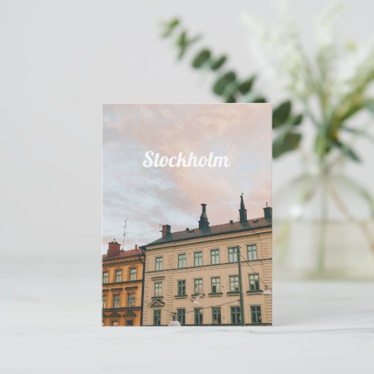 Stadsgezicht Stockholm Södermalm Feestdagenkaart (Staand voorkant)