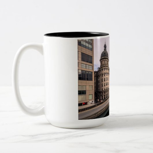 stadsgezicht tweekleurige koffiemok (Links)