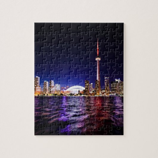 Stadsgezicht van Downtown Toronto Canada 's nachts Legpuzzel (Verticaal)